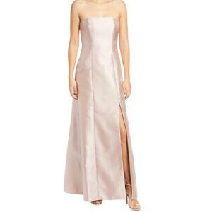 NWT Alfred Sung Cameo Pink Strapless Trumpet Dress Size 12